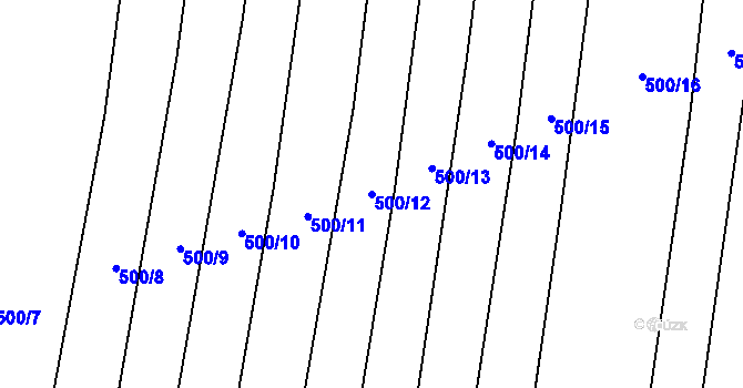 Parcela st. 500/12 v KÚ Dobroměřice, Katastrální mapa