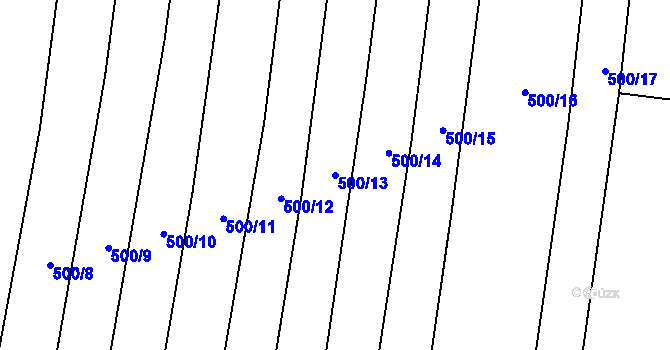 Parcela st. 500/13 v KÚ Dobroměřice, Katastrální mapa
