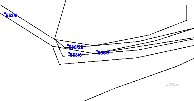 Parcela st. 553/7 v KÚ Dobroměřice, Katastrální mapa