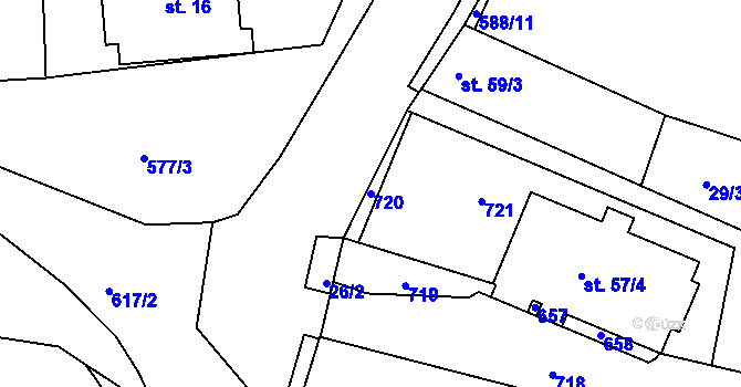 Parcela st. 720 v KÚ Dobroměřice, Katastrální mapa