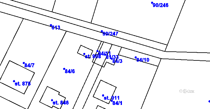 Parcela st. 81/33 v KÚ Dobroměřice, Katastrální mapa