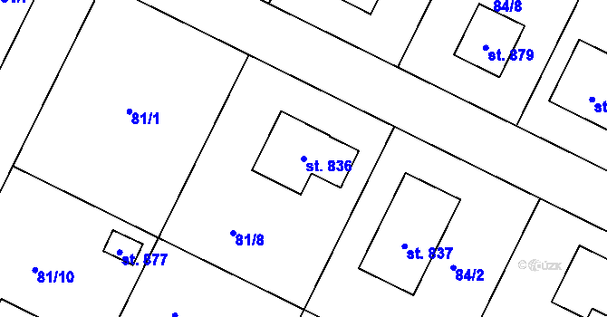 Parcela st. 836 v KÚ Dobroměřice, Katastrální mapa