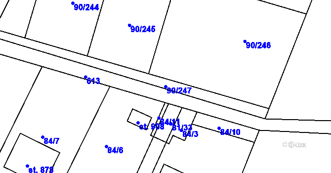 Parcela st. 90/247 v KÚ Dobroměřice, Katastrální mapa