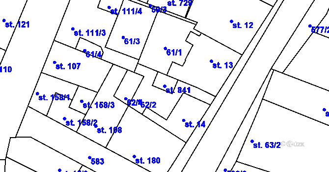 Parcela st. 841 v KÚ Dobroměřice, Katastrální mapa