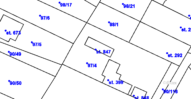 Parcela st. 847 v KÚ Dobroměřice, Katastrální mapa