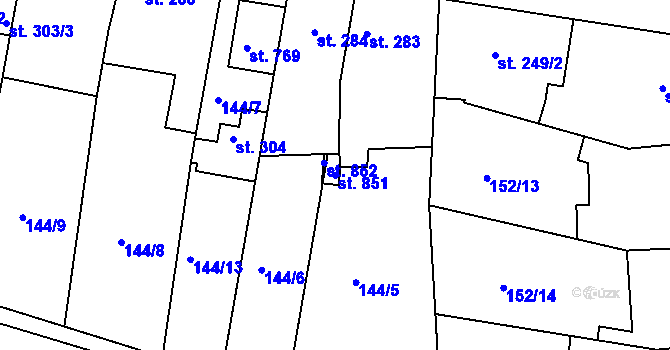 Parcela st. 851 v KÚ Dobroměřice, Katastrální mapa