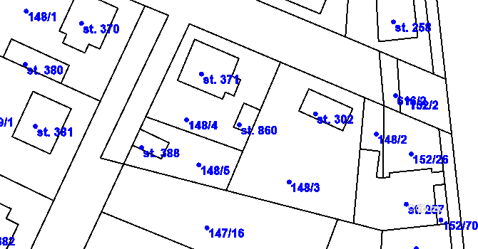 Parcela st. 860 v KÚ Dobroměřice, Katastrální mapa
