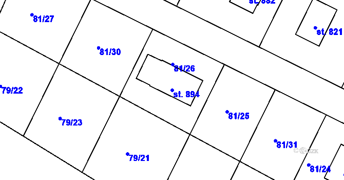 Parcela st. 894 v KÚ Dobroměřice, Katastrální mapa
