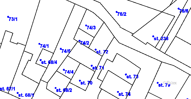 Parcela st. 72 v KÚ Dobromilice, Katastrální mapa