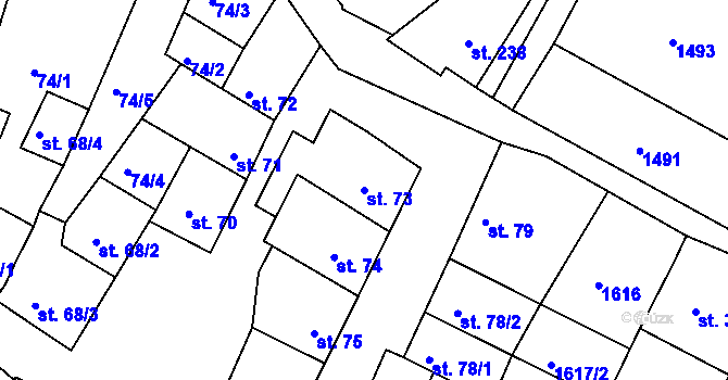 Parcela st. 73 v KÚ Dobromilice, Katastrální mapa