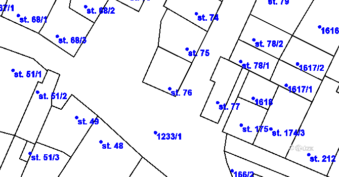 Parcela st. 76 v KÚ Dobromilice, Katastrální mapa