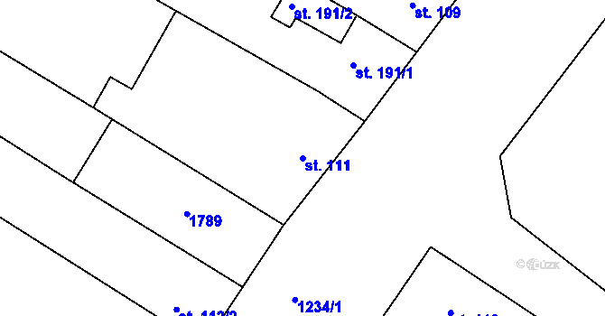 Parcela st. 111 v KÚ Dobromilice, Katastrální mapa