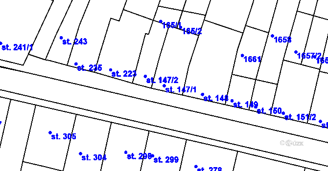 Parcela st. 147/1 v KÚ Dobromilice, Katastrální mapa