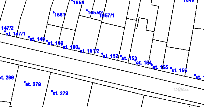 Parcela st. 152 v KÚ Dobromilice, Katastrální mapa