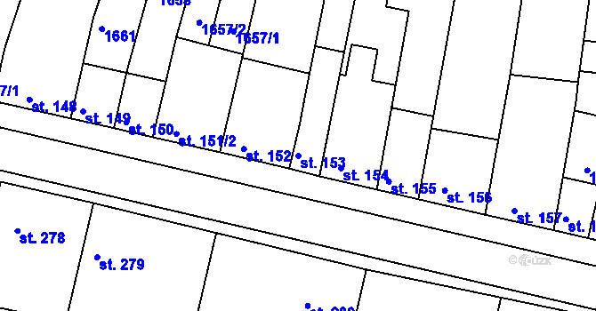 Parcela st. 153 v KÚ Dobromilice, Katastrální mapa