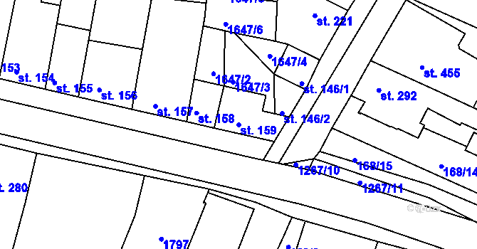 Parcela st. 159 v KÚ Dobromilice, Katastrální mapa