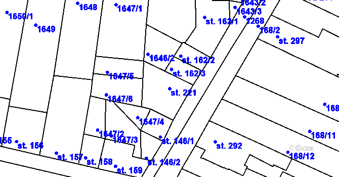 Parcela st. 221 v KÚ Dobromilice, Katastrální mapa