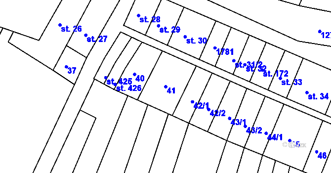 Parcela st. 41 v KÚ Dobromilice, Katastrální mapa