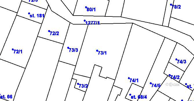 Parcela st. 73/1 v KÚ Dobromilice, Katastrální mapa