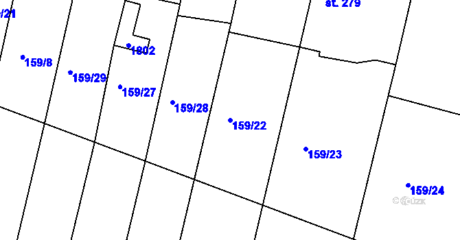 Parcela st. 159/22 v KÚ Dobromilice, Katastrální mapa