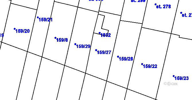 Parcela st. 159/27 v KÚ Dobromilice, Katastrální mapa