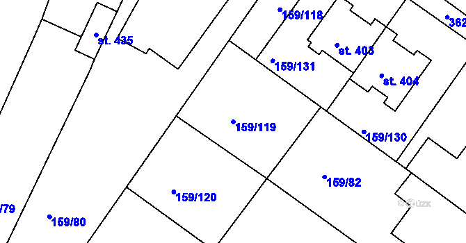 Parcela st. 159/119 v KÚ Dobromilice, Katastrální mapa