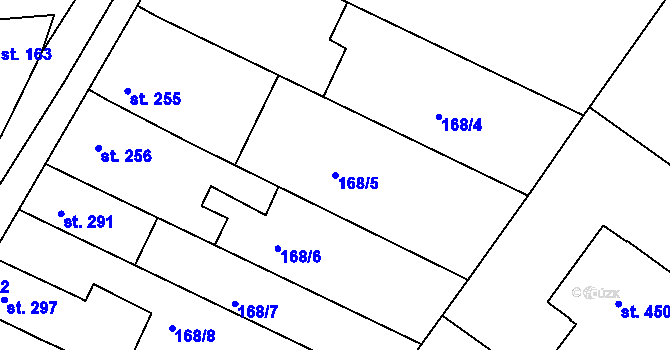Parcela st. 168/5 v KÚ Dobromilice, Katastrální mapa