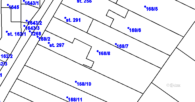 Parcela st. 168/8 v KÚ Dobromilice, Katastrální mapa