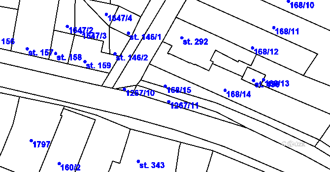 Parcela st. 168/15 v KÚ Dobromilice, Katastrální mapa