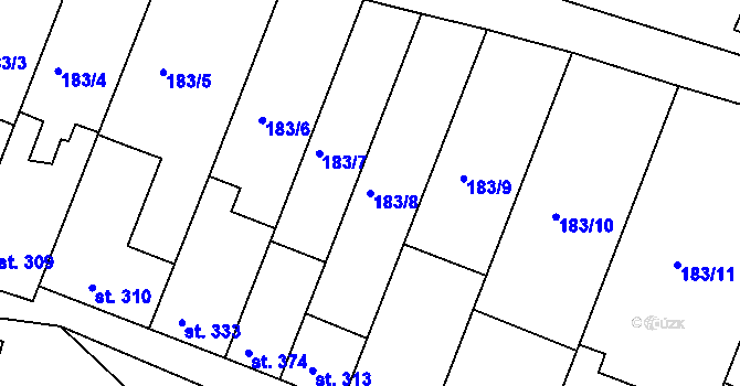 Parcela st. 183/8 v KÚ Dobromilice, Katastrální mapa