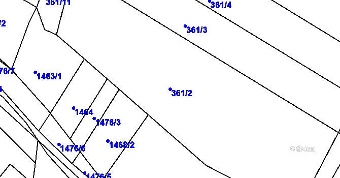 Parcela st. 361/2 v KÚ Dobromilice, Katastrální mapa