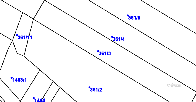 Parcela st. 361/3 v KÚ Dobromilice, Katastrální mapa