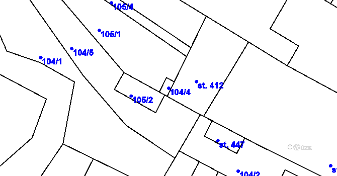 Parcela st. 104/4 v KÚ Dobromilice, Katastrální mapa