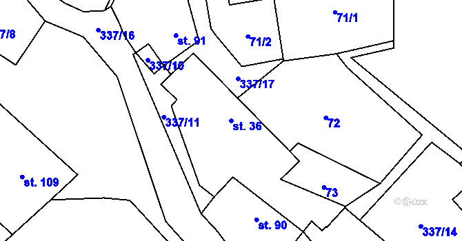 Parcela st. 36 v KÚ Dobronice u Bechyně, Katastrální mapa