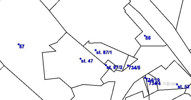 Parcela st. 87/1 v KÚ Dobronice u Bechyně, Katastrální mapa
