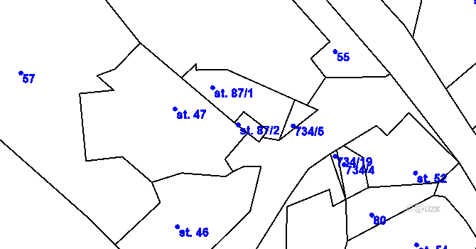 Parcela st. 87/2 v KÚ Dobronice u Bechyně, Katastrální mapa