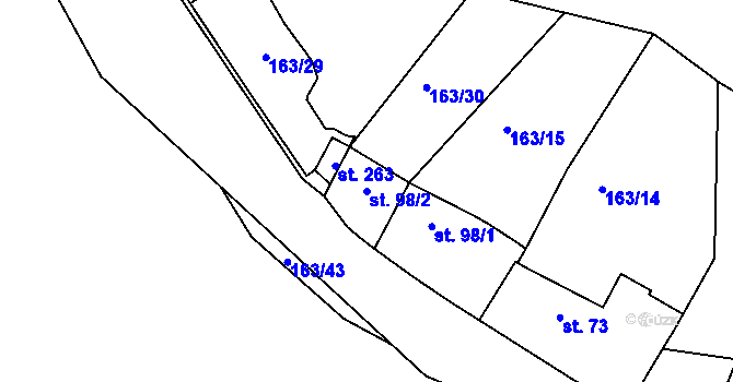 Parcela st. 98/2 v KÚ Dobronice u Bechyně, Katastrální mapa