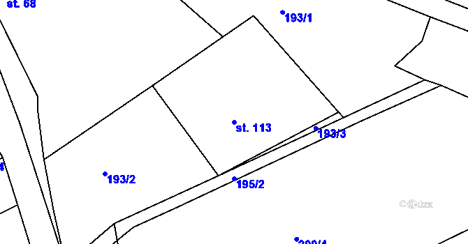 Parcela st. 113 v KÚ Dobronice u Bechyně, Katastrální mapa