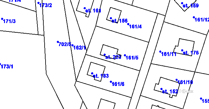 Parcela st. 223 v KÚ Dobronice u Bechyně, Katastrální mapa