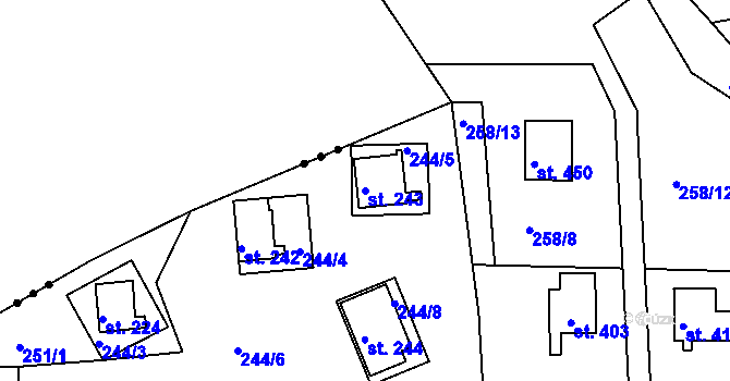 Parcela st. 243 v KÚ Dobronice u Bechyně, Katastrální mapa