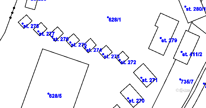 Parcela st. 273 v KÚ Dobronice u Bechyně, Katastrální mapa