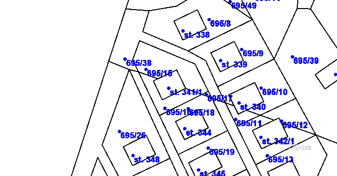 Parcela st. 341/1 v KÚ Dobronice u Bechyně, Katastrální mapa