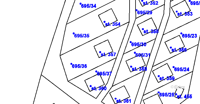 Parcela st. 357 v KÚ Dobronice u Bechyně, Katastrální mapa