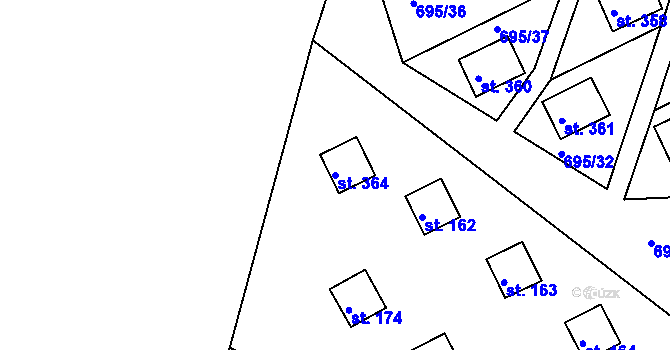 Parcela st. 364 v KÚ Dobronice u Bechyně, Katastrální mapa