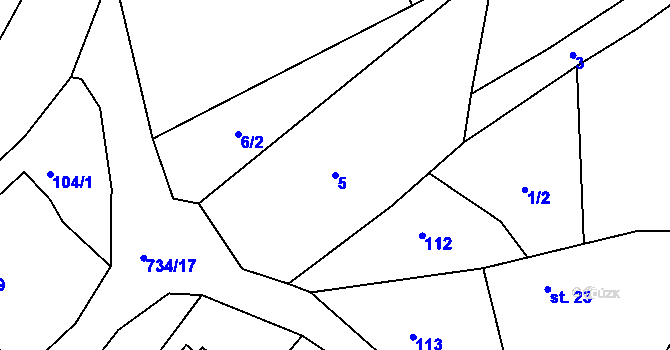 Parcela st. 5 v KÚ Dobronice u Bechyně, Katastrální mapa