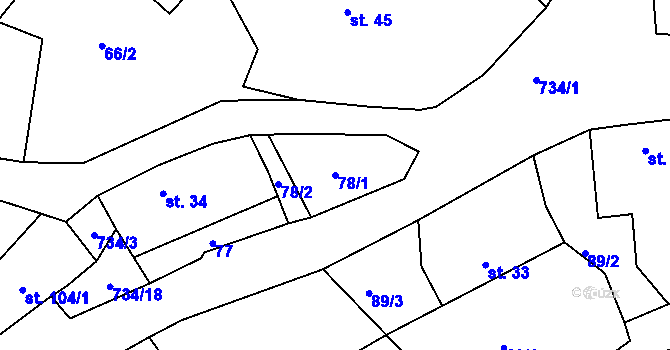 Parcela st. 78/1 v KÚ Dobronice u Bechyně, Katastrální mapa