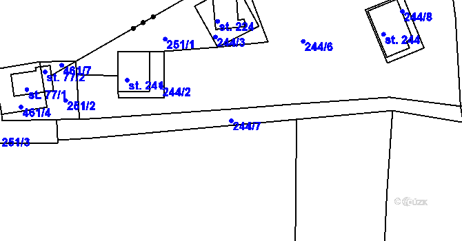 Parcela st. 244/7 v KÚ Dobronice u Bechyně, Katastrální mapa
