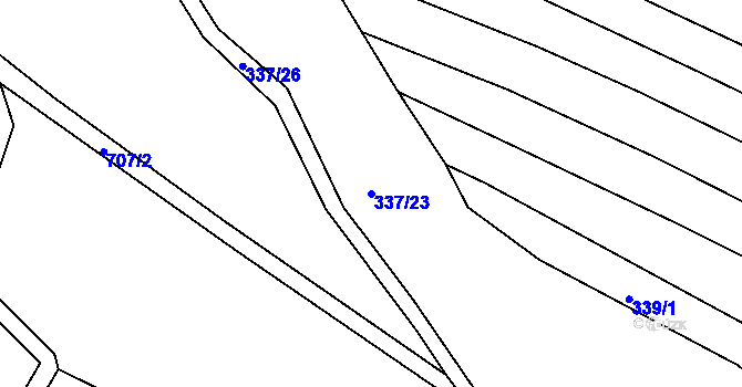 Parcela st. 337/23 v KÚ Dobronice u Bechyně, Katastrální mapa