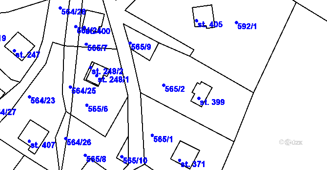 Parcela st. 565/2 v KÚ Dobronice u Bechyně, Katastrální mapa