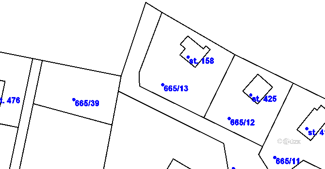 Parcela st. 665/13 v KÚ Dobronice u Bechyně, Katastrální mapa